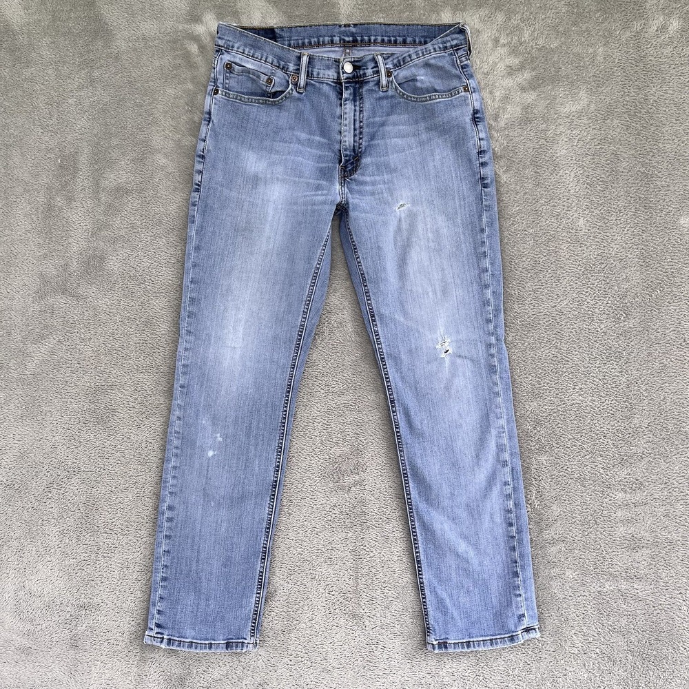 Levis 541 Jeans Mens 31X30 Blue Athletic Tapered Ripped Workwear Light Denim